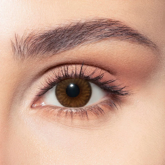 Bella Contact Lenses, brown colors named Nerelle on Dark brown eyes in Saudi Arabia